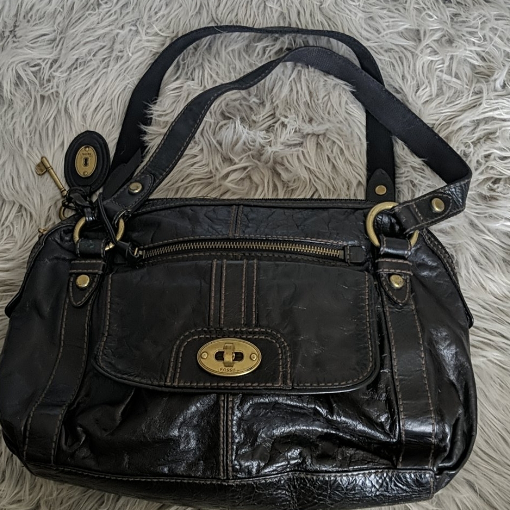 Vintage black fossil shoulder bag